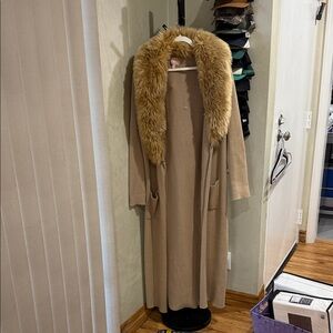 Show Me Your MuMu Tan Long Coat with Faux Fur Collar